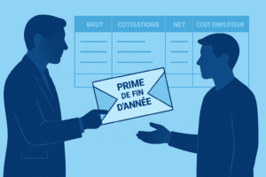 Illustration symbolique d’une prime de fin d’année avec calcul de paie pour une PME Auvergne-Rhône-Alpes