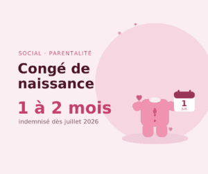 Illustration nouveau congé supplémentaire de naissance 1er juillet 2026, durée et indemnisation, conseil employeurs MDL Expertise Loire